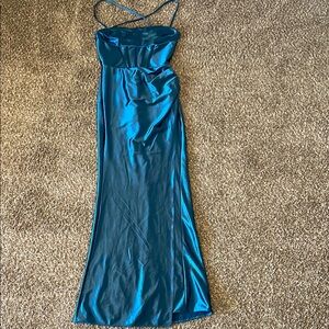 Elegant Blue Satin Dress